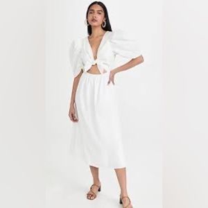 WAYF Peggy Cutout Puff Sleeve Midi Dress